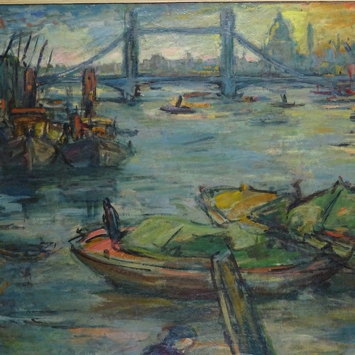 1087 - Chatin Sarachi (1902 - 1974), oil on canvas, Tower Bridge, signed, 30