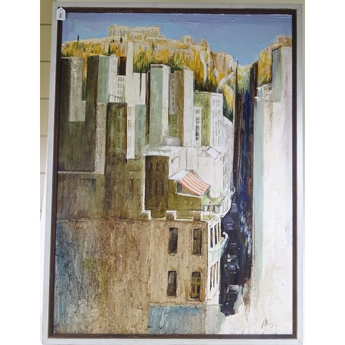 1088 - Peter Harris (1923 - 2009), oil on board, Athens, signed and dated '84, 48