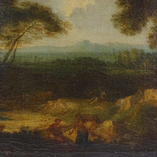 1095 - 18th/19th century oil on canvas laid on board, Classical landscape, unsigned, 16