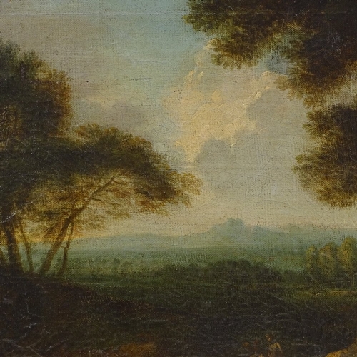 1095 - 18th/19th century oil on canvas laid on board, Classical landscape, unsigned, 16