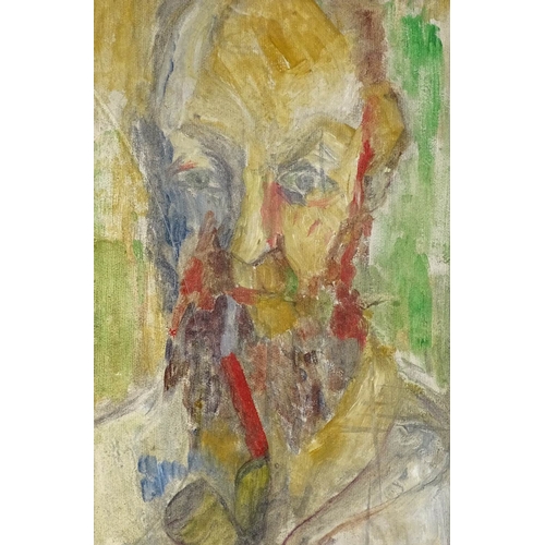 1096 - Mid-20th century oil on paper, head portrait, unsigned, 10