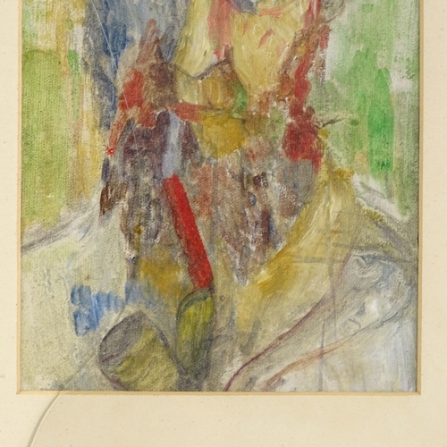 1096 - Mid-20th century oil on paper, head portrait, unsigned, 10