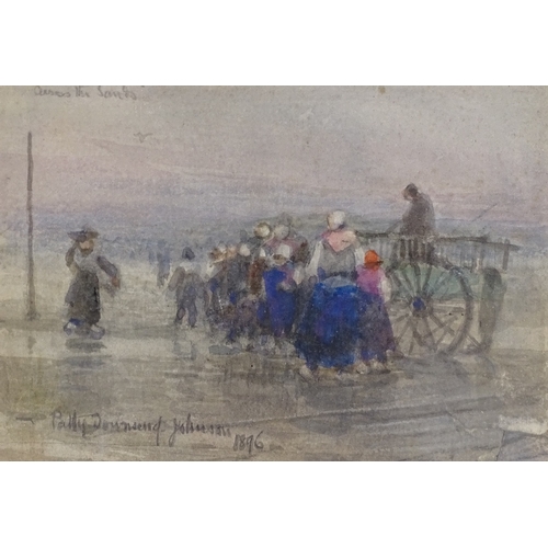 1098 - Patty Townsend Johnson (1847 - 1907), watercolour, beach scene, signed and dated 1896, 3.75