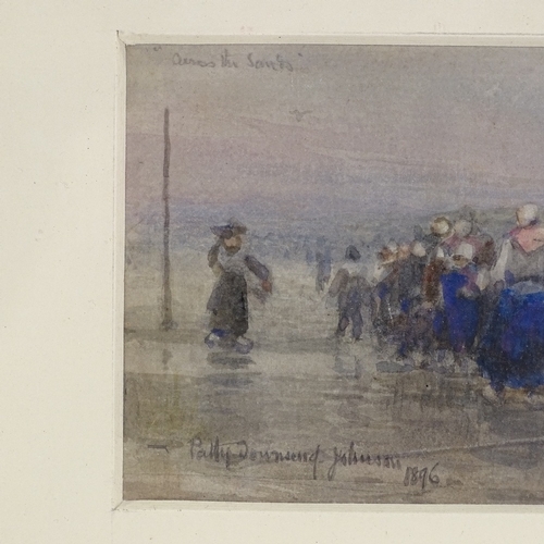 1098 - Patty Townsend Johnson (1847 - 1907), watercolour, beach scene, signed and dated 1896, 3.75