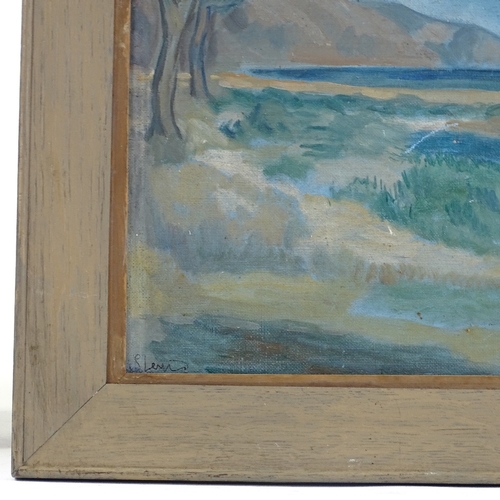 1100 - Stern, oil on canvas board, circa 1940s, impressionist beach scene, signed, 14.5