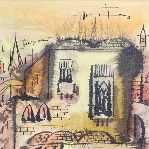 1101 - Yossi Stern (1923 - 1992), ink and watercolour, Jerusalem, 15.5