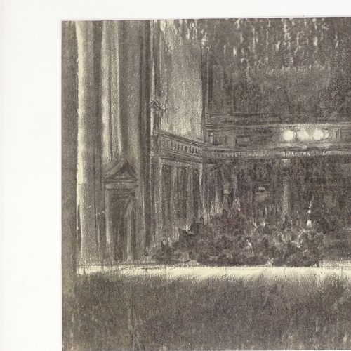 1102 - Circle of Walter Sickert, early 20th century charcoal drawing, theatre interior, unsigned, 11.5