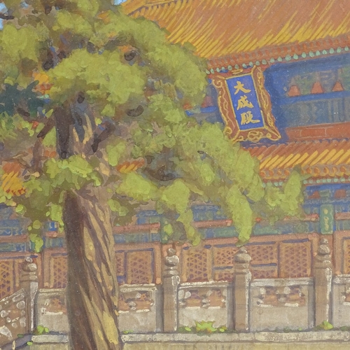 1103 - Chinese School, watercolour/gouache, circa 1920s, temple buildings, 13.5