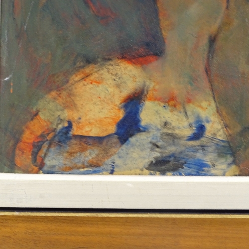 1105 - Mid-20th century Expressionist School, oil on board, head portrait, indistinctly signed, 19