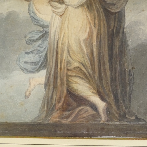 1106 - Circle of Angelica Kauffman, 18th/19th century watercolour, Classical woman and children, unsigned, ... 