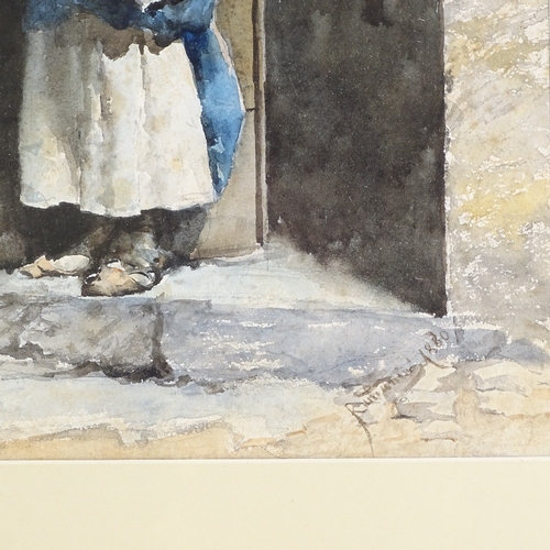 1107 - Carlo Randanini, watercolour, Italian girl in a doorway, signed and dated 1880, 19.5