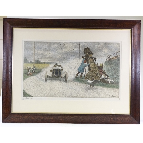 1108 - Colour reprint, The Gordon Bennett Cup motor racing scene, image size 17