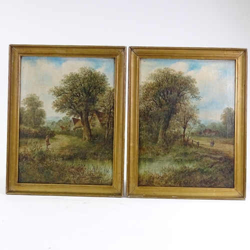 1110 - Mellins, pair of oils on canvas, circa 1900, rural scenes, 16