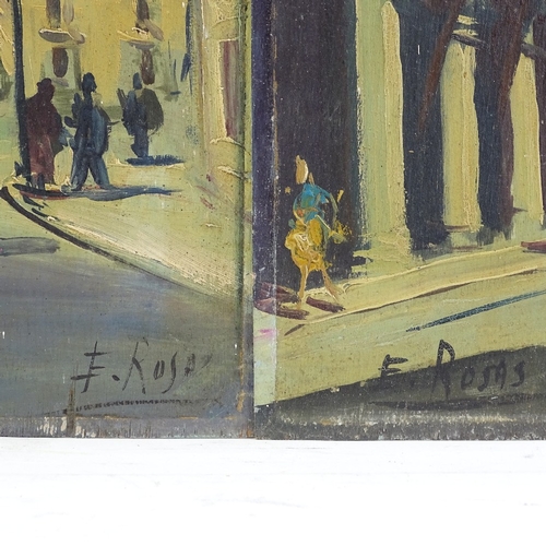 1112 - F Rosa, pair of oils on board, Italian street scenes, signed, 18