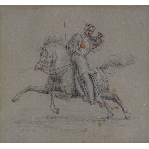 1113 - William Blake Richmond, pencil drawing, Crusader on horseback, 6