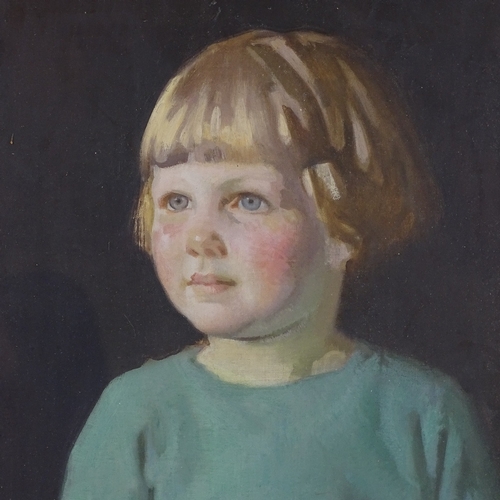 1115 - Fred Appleyard (1874 - 1963), oil on board, portrait of a child, artist's label verso, 16