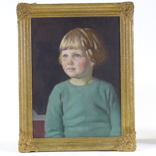 1115 - Fred Appleyard (1874 - 1963), oil on board, portrait of a child, artist's label verso, 16