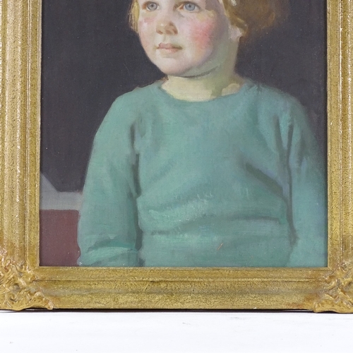 1115 - Fred Appleyard (1874 - 1963), oil on board, portrait of a child, artist's label verso, 16