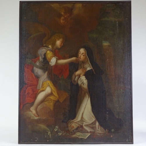 1118 - 18th/19th century oil on canvas, religious study, unsigned, 36