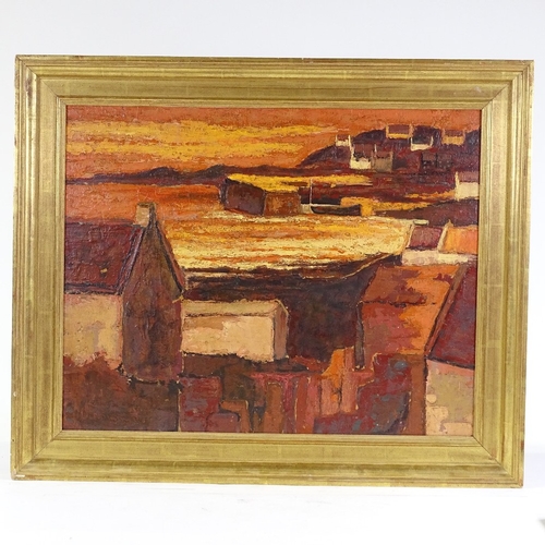 1122 - Donald McIntyre (1923 - 2009), oil on board, fishing harbour, signed, 19