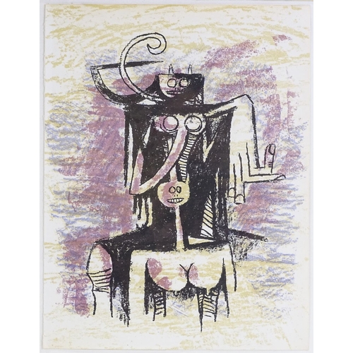 1126 - Wilfredo Lam, lithograph, surrealist figures circa 1970, XXe Siecle issue, sheet size 12.5