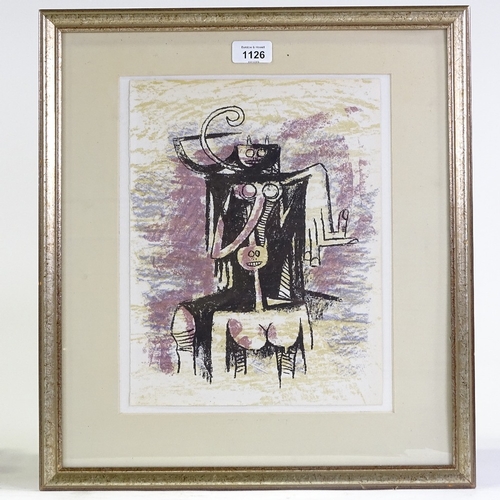 1126 - Wilfredo Lam, lithograph, surrealist figures circa 1970, XXe Siecle issue, sheet size 12.5