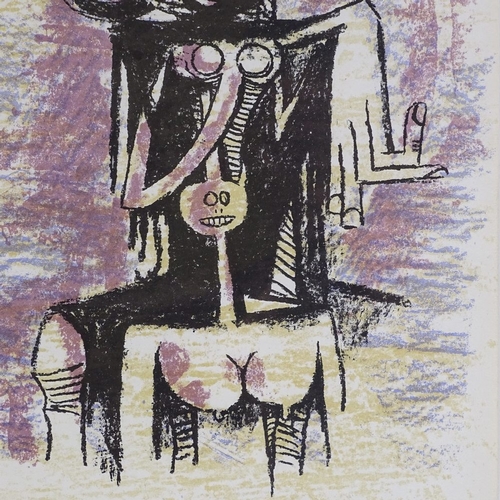 1126 - Wilfredo Lam, lithograph, surrealist figures circa 1970, XXe Siecle issue, sheet size 12.5