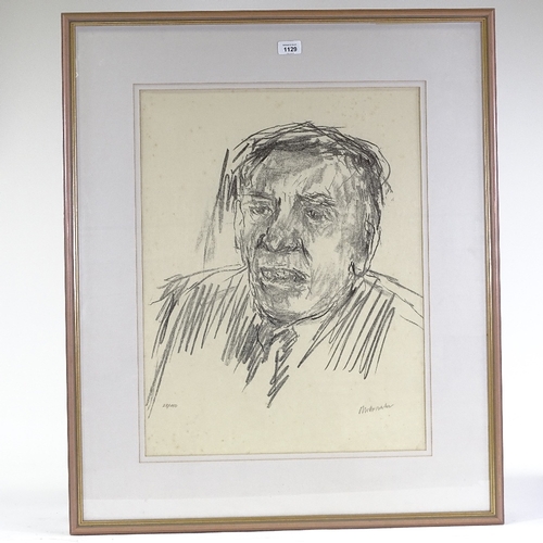 1129 - Oscar Kokoschka, lithograph, portrait, signed in pencil, no. 28/150, 23