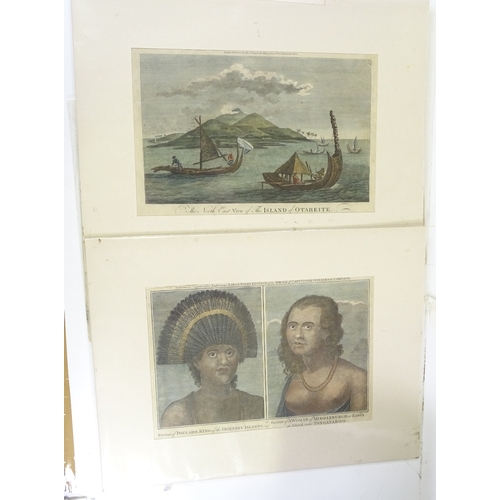 1131 - A folder of 18th and 19th century prints and engravings, South Sea Island scenes and Tribal studies