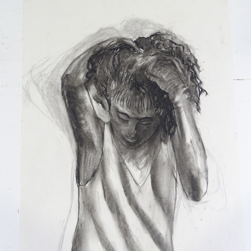 1140 - Roland Jarvis, 3 charcoal drawings, figure studies