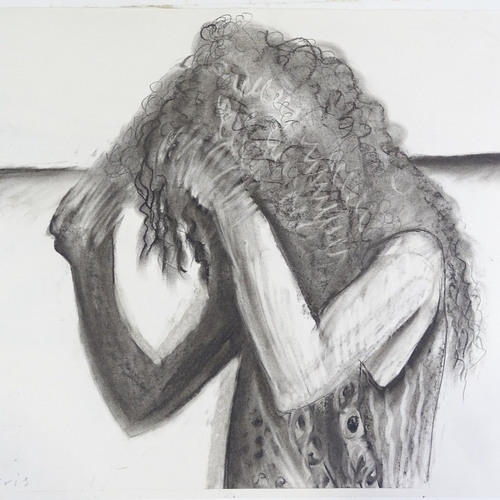 1140 - Roland Jarvis, 3 charcoal drawings, figure studies