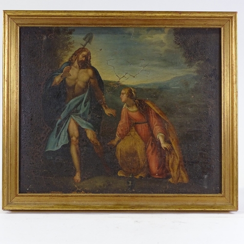 1145 - 18th century oil on canvas, religious study, unsigned, 17.5