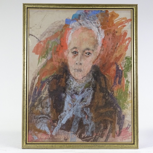 1146 - Muriel Pemberton, mixed media pastel/gouache, portrait of a woman, signed and dated 1986, 25