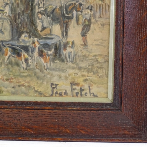 1156 - Fred Fitch, watercolour, hunting scene, signed, 9