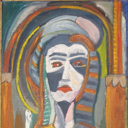 1158 - 20th century oil on board, abstract portrait, unsigned, 19