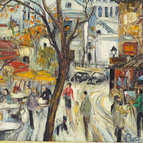 1159 - Petty, oil on canvas, Parisian street scene, signed, 20