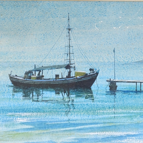 1160 - Clay Saunders, watercolour, Greek fishing boat, signed and dated 1974, 11.5