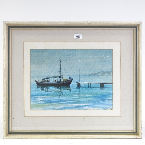 1160 - Clay Saunders, watercolour, Greek fishing boat, signed and dated 1974, 11.5