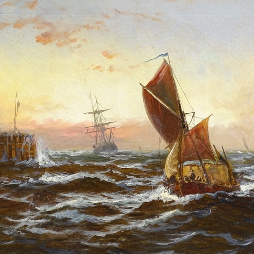 1164 - S Sutcliffe, oil on canvas, marine scene, signed, 16