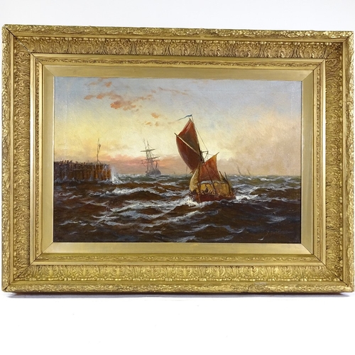 1164 - S Sutcliffe, oil on canvas, marine scene, signed, 16