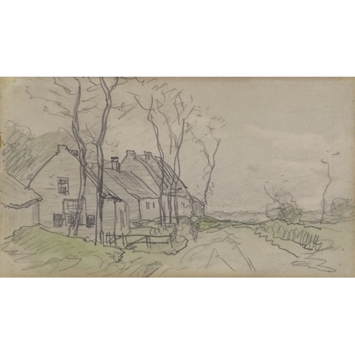 1296 - Henry Ranger, pencil and wash sketch, country lane, 4