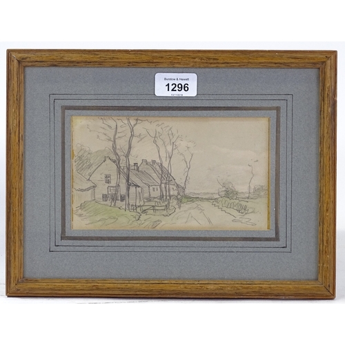 1296 - Henry Ranger, pencil and wash sketch, country lane, 4