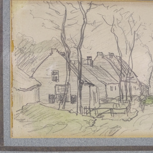 1296 - Henry Ranger, pencil and wash sketch, country lane, 4