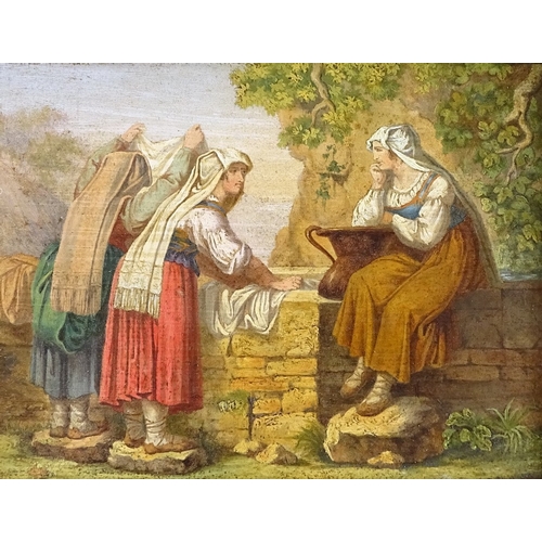 1297 - Bartolomeo Pinelli, oil on board, a Roman well, inscribed verso, 4