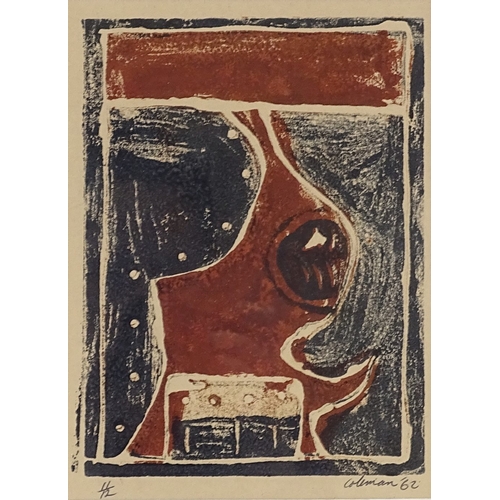 1303 - Trevor Coleman, monotype, abstract, 1962, signed in pen, no. 11/12, image 8.5