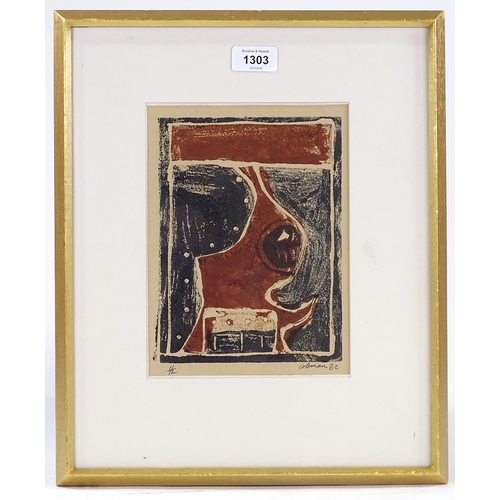 1303 - Trevor Coleman, monotype, abstract, 1962, signed in pen, no. 11/12, image 8.5