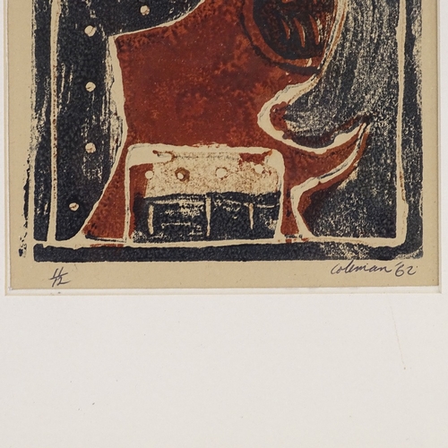 1303 - Trevor Coleman, monotype, abstract, 1962, signed in pen, no. 11/12, image 8.5