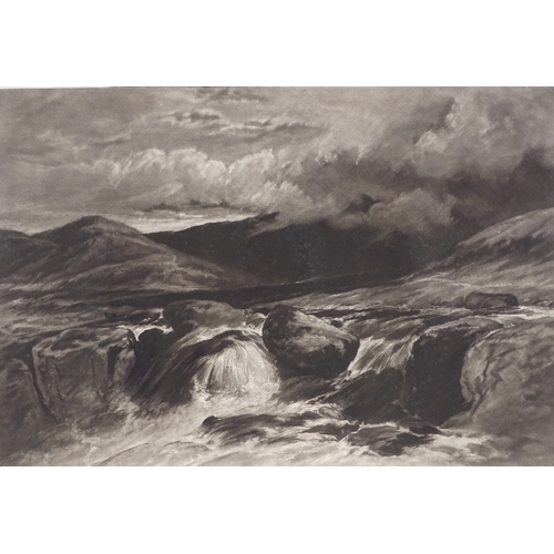 1305 - Frank Short, mezzotint, a Tribute to J W Muller, titled and dated 1878, signed in pencil, plate size... 