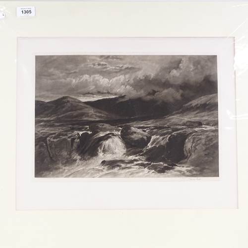 1305 - Frank Short, mezzotint, a Tribute to J W Muller, titled and dated 1878, signed in pencil, plate size... 