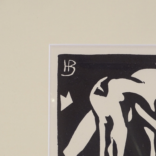 1308 - Horace Brodzky, linocut, bather, later reprint from 1989 published by the White Gum Press New Forest... 